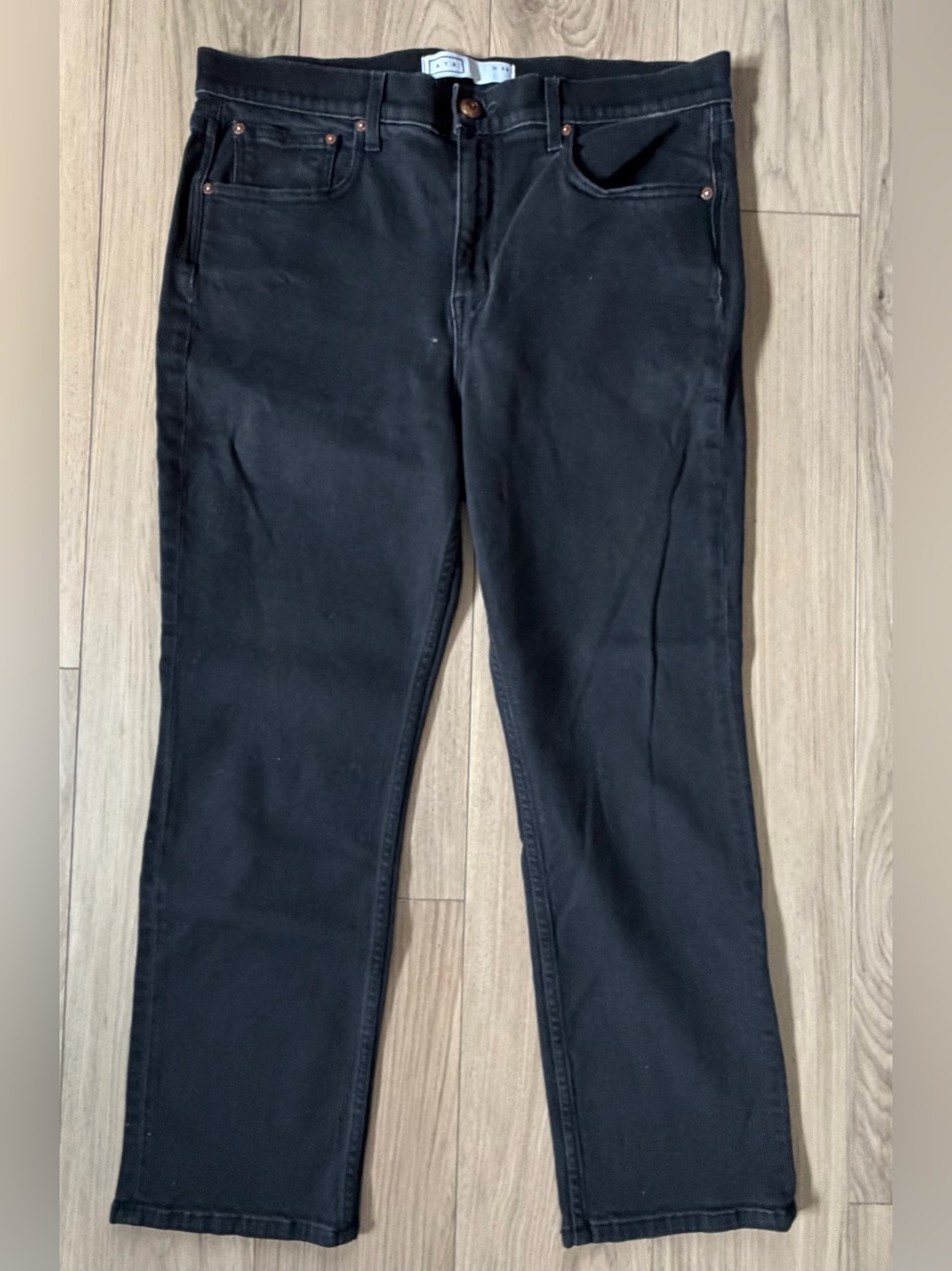 AYR Yes Yes Yes Black Straight Leg High Rise Women’s Jeans - sz 34 inseam 27”